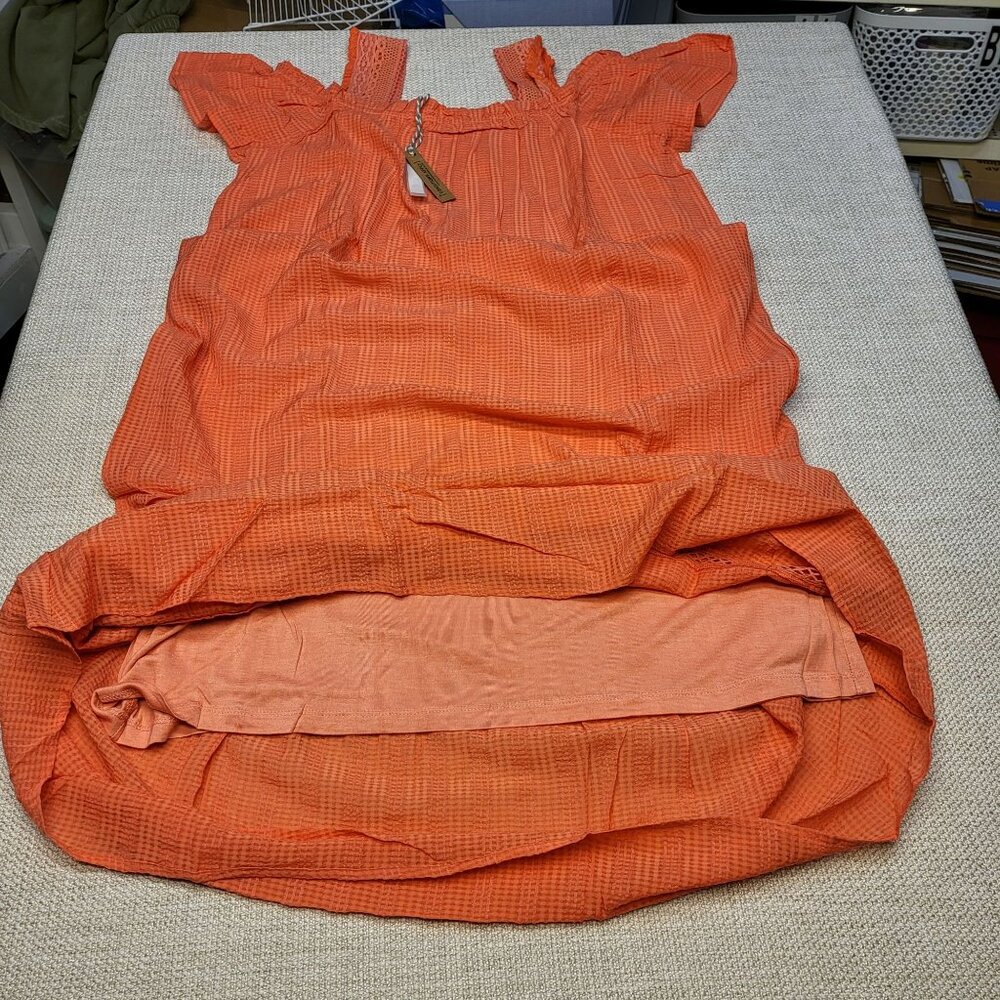 Sunkist Gingham Embroidered  Sleeveless Dress With Ruffle Straps Anthropologie